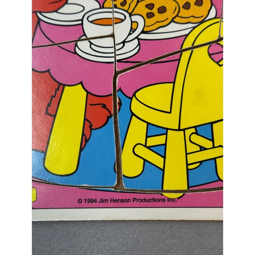 Vintage 1994 Playskool Sesame Street Puzzle Kids Wood Good Zoe's Tea Party 7pc